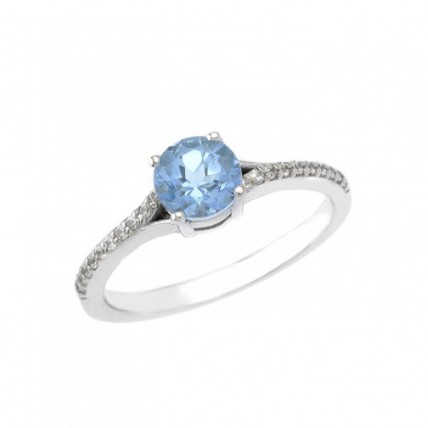 Δαχτυλίδι Λευκόχρυσο 14Κ BLUE TOPAZ (RI440 - RW218) Δαχτυλίδι Λευκόχρυσο 14Κ BLUE TOPAZ (RI440 - RW218)